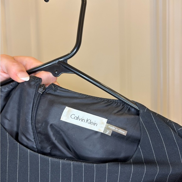 Calvin Klein Black Pinstripe Midi Dress - Picture 3 of 6